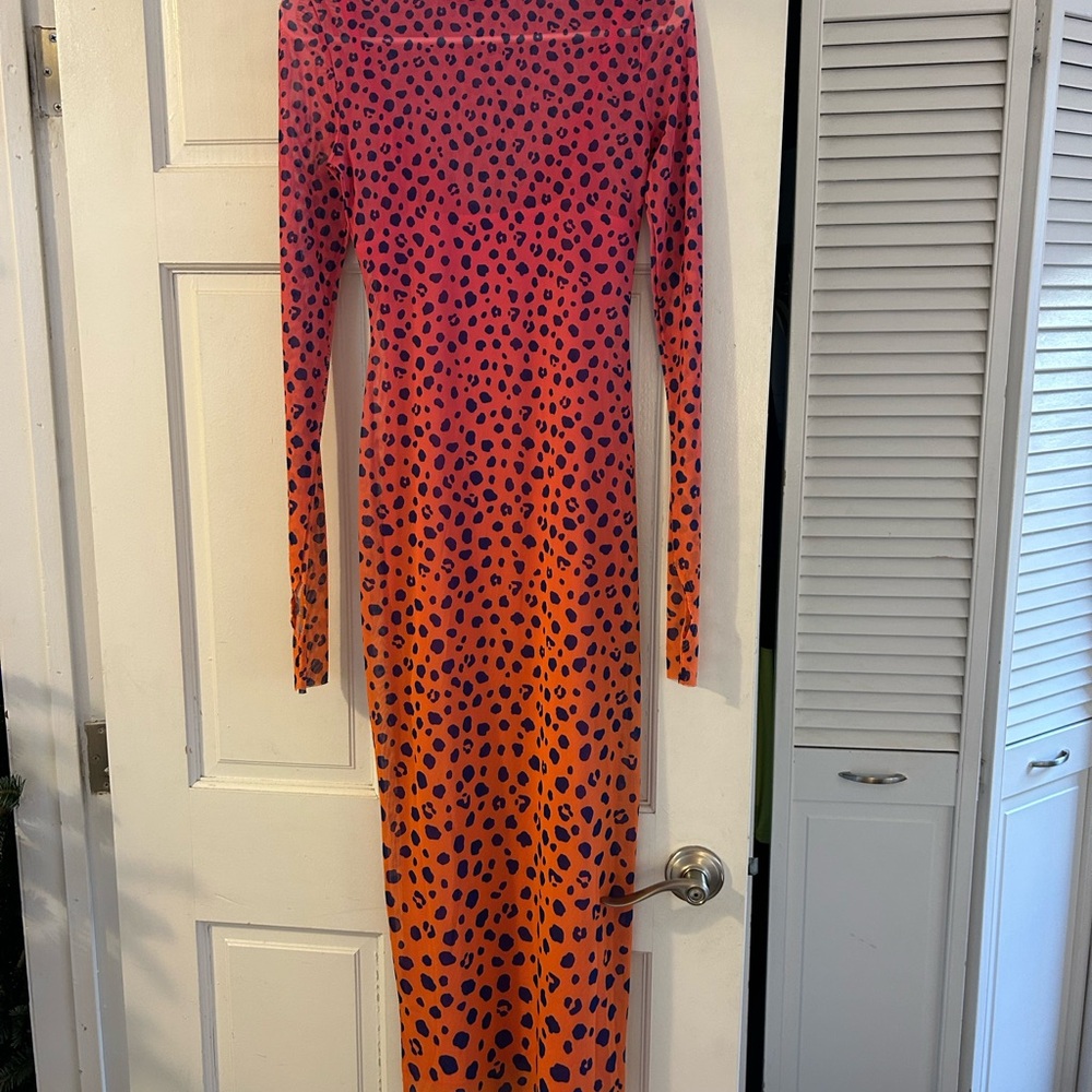 NWT - AFRM Vibrant Pink and Orange Long Sleeve Dress - Picture 2 of 5